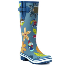 factory wholesale OEM printed ladies rubber rain boots women